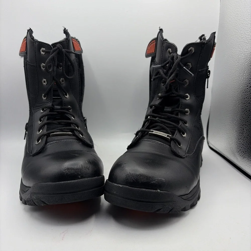 Unik Footwear Men's Double Zip SWAT Motorcycle Boots in black